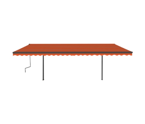 Toldo automático LED sensor de viento naranja y marrón 6x3 m