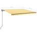 Toldo manual retráctil con postes amarillo y blanco 4x3,5 m