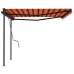 Toldo retráctil manual con postes naranja y marrón 4x3,5 m