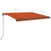 Toldo retráctil manual con postes naranja y marrón 4x3,5 m