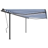 Toldo manual retráctil con LED azul y blanco 4x3,5 m