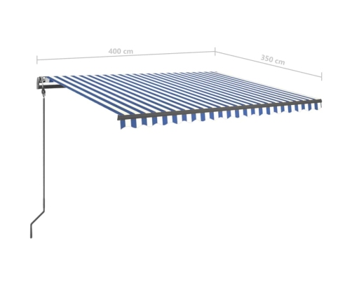 Toldo manual retráctil con LED azul y blanco 4x3,5 m