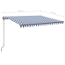 Toldo manual retráctil con LED azul y blanco 4x3,5 m