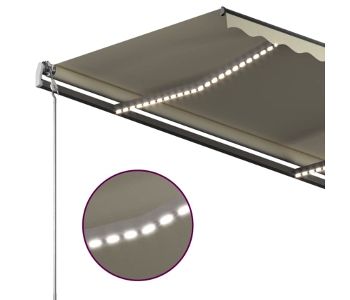 Toldo manual retráctil con LED crema 4x3,5 m