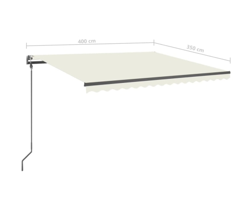 Toldo manual retráctil con LED crema 4x3,5 m