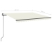 Toldo manual retráctil con LED crema 4x3,5 m