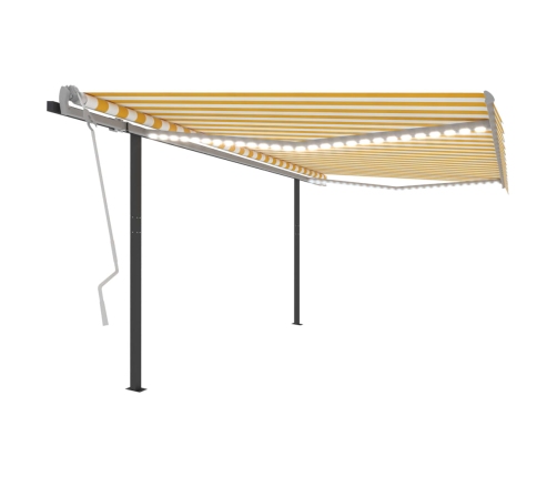 Toldo manual retráctil con LED amarillo y blanco 4x3,5 m