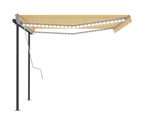 Toldo manual retráctil con LED amarillo y blanco 4x3,5 m