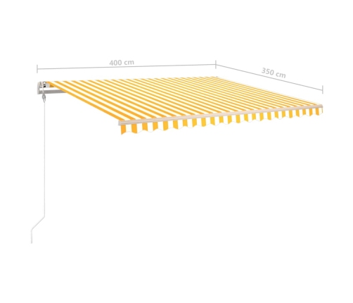 Toldo manual retráctil con LED amarillo y blanco 4x3,5 m