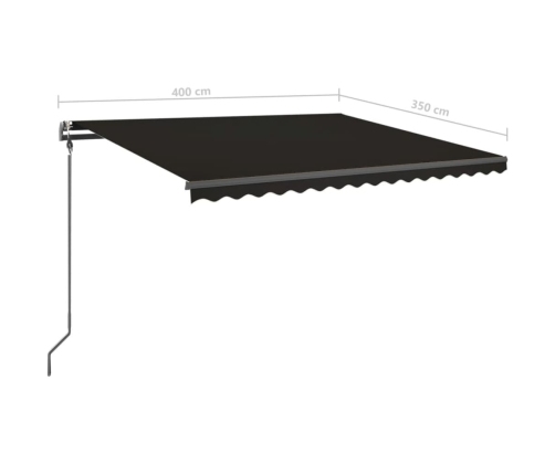 Toldo manual retráctil con LED gris antracita 4x3,5 m