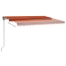 Toldo retráctil manual con luz LED naranja y marrón 4x3,5 m