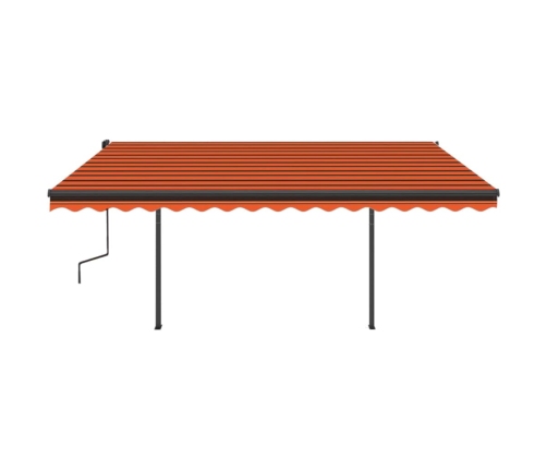 Toldo retráctil manual con luz LED naranja y marrón 4x3,5 m