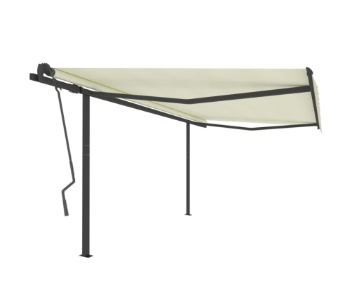 Toldo retráctil automático con postes crema 4x3,5 m