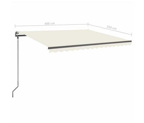 Toldo retráctil automático con postes crema 4x3,5 m