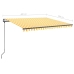 Toldo retráctil automático con postes amarillo y blanco 4x3,5 m