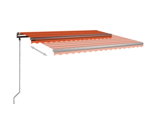 Toldo retráctil automático con postes naranja y marrón 4x3,5 m