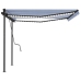 Toldo automático con LED sensor de viento azul y blanco 4x3,5 m