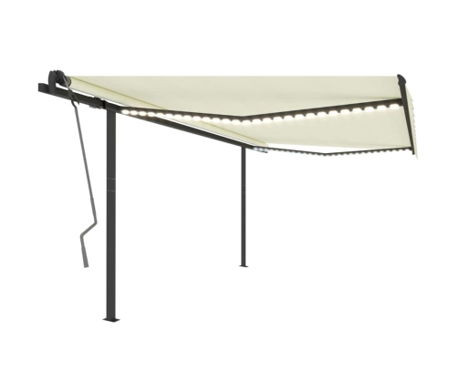 Toldo automático con LED y sensor de viento color crema 4x3,5 m