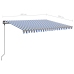 Toldo manual retráctil con postes azul y blanco 4,5x3,5 m