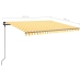 Toldo retráctil manual con postes amarillo y blanco 4,5x3,5 m