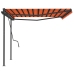 Toldo manual retráctil con postes naranja y marrón 4,5x3,5 m