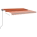 Toldo manual retráctil con postes naranja y marrón 4,5x3,5 m