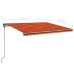 Toldo manual retráctil con postes naranja y marrón 4,5x3,5 m