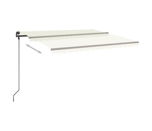 Toldo manual retráctil con LED color crema 4,5x3,5 m