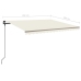 Toldo manual retráctil con LED color crema 4,5x3,5 m