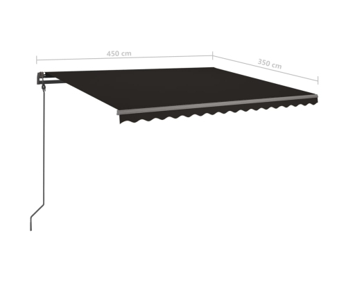 Toldo manual retráctil con LED gris antracita 4,5x3,5 m