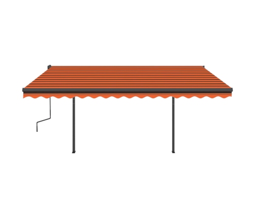 Toldo manual retráctil con LED naranja y marrón 4,5x3,5 m