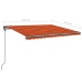 Toldo manual retráctil con LED naranja y marrón 4,5x3,5 m