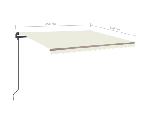 Toldo retráctil automático con postes color crema 4,5x3,5m