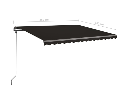 Toldo retráctil automático con postes gris antracita 4,5x3,5m