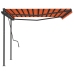 Toldo retráctil automático con postes naranja y marrón 4,5x3,5m