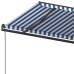 Toldo retráctil manual con postes azul y blanco 5x3,5 m