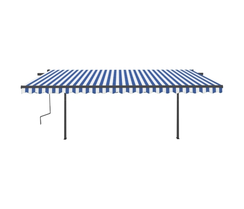 Toldo manual retráctil con luz LED azul y blanco 5x3,5 m