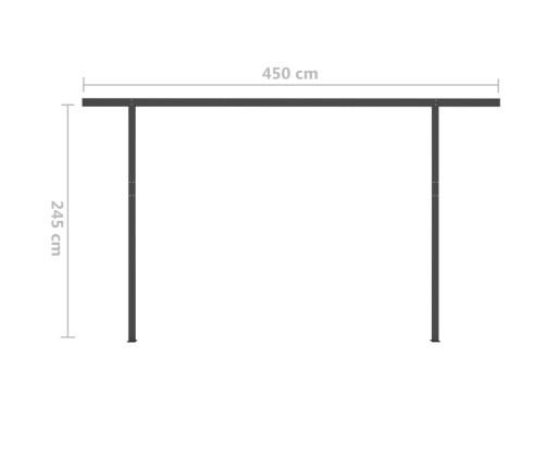 Toldo manual retráctil con luz LED crema 5x3,5 m