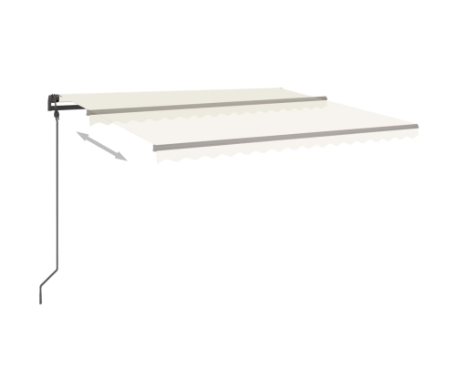 Toldo manual retráctil con luz LED crema 5x3,5 m