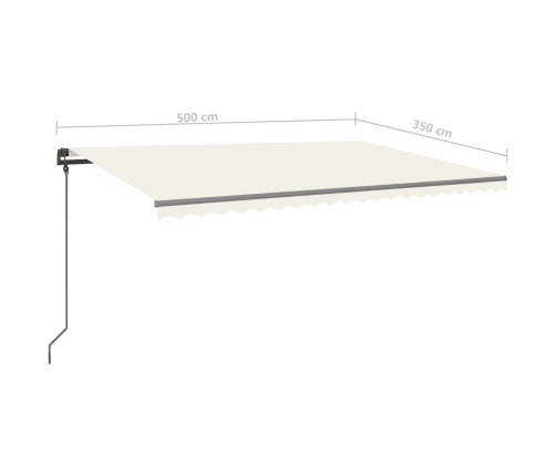 Toldo manual retráctil con luz LED crema 5x3,5 m