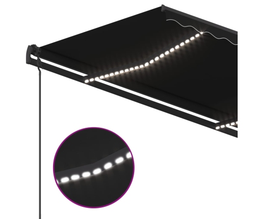 Toldo manual retráctil con LED gris antracita 5x3,5 m