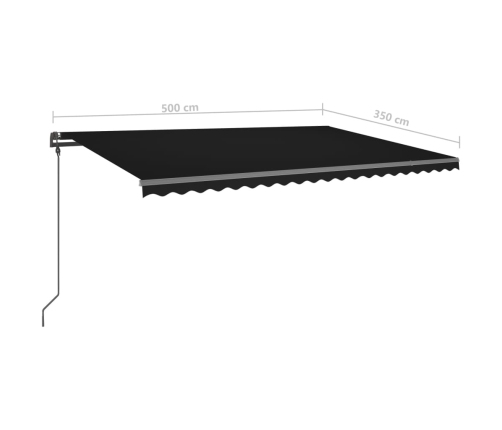 Toldo manual retráctil con LED gris antracita 5x3,5 m