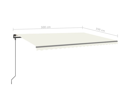 Toldo retráctil automático con postes crema 5x3,5 m