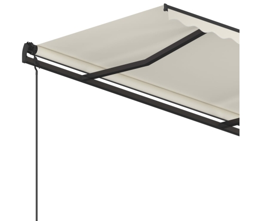 Toldo retráctil automático con postes crema 5x3,5 m