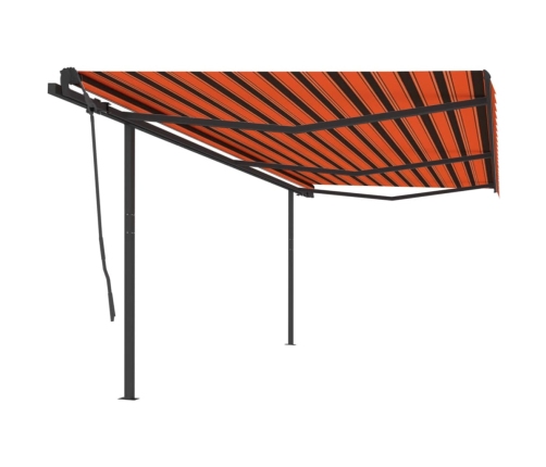 Toldo retráctil manual con luz LED naranja y marrón 6x3,5 m