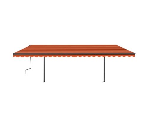 Toldo retráctil manual con luz LED naranja y marrón 6x3,5 m