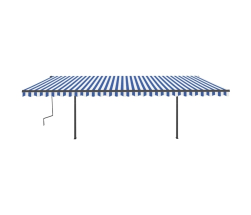 Toldo retráctil manual con luz LED azul y blanco 6x3,5 m