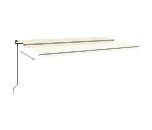 Toldo retráctil manual con luz LED crema 6x3,5 m