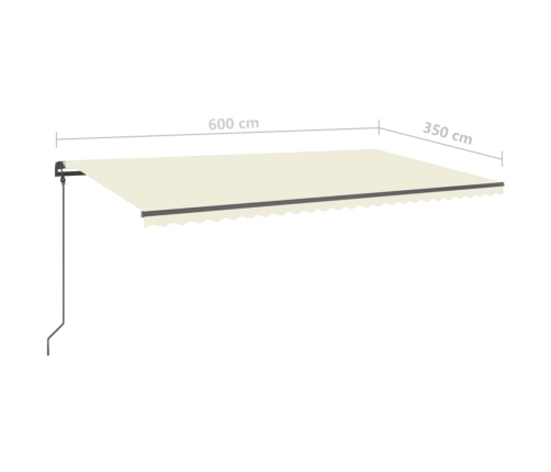 Toldo retráctil manual con luz LED crema 6x3,5 m