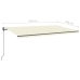 Toldo retráctil manual con luz LED crema 6x3,5 m